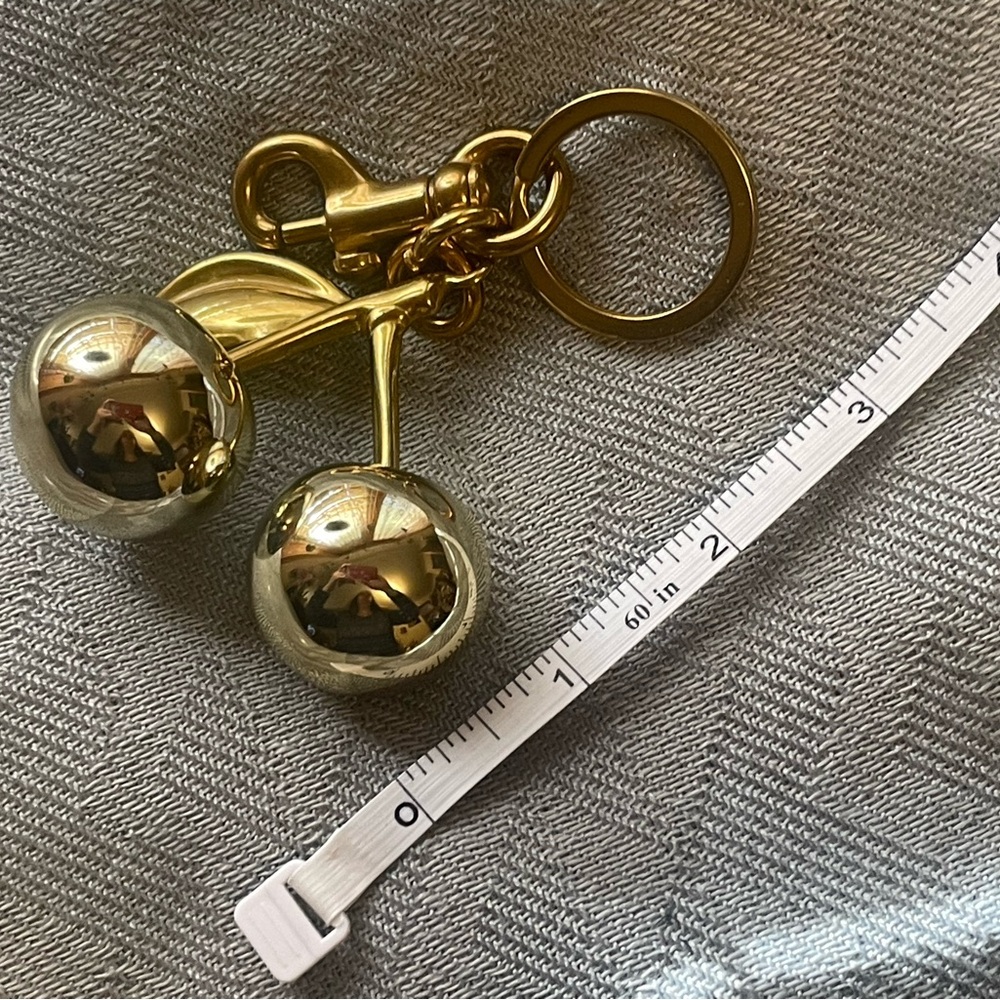 Golden Shiny Cherry Balls keychain bag charm - Picture 2 of 2